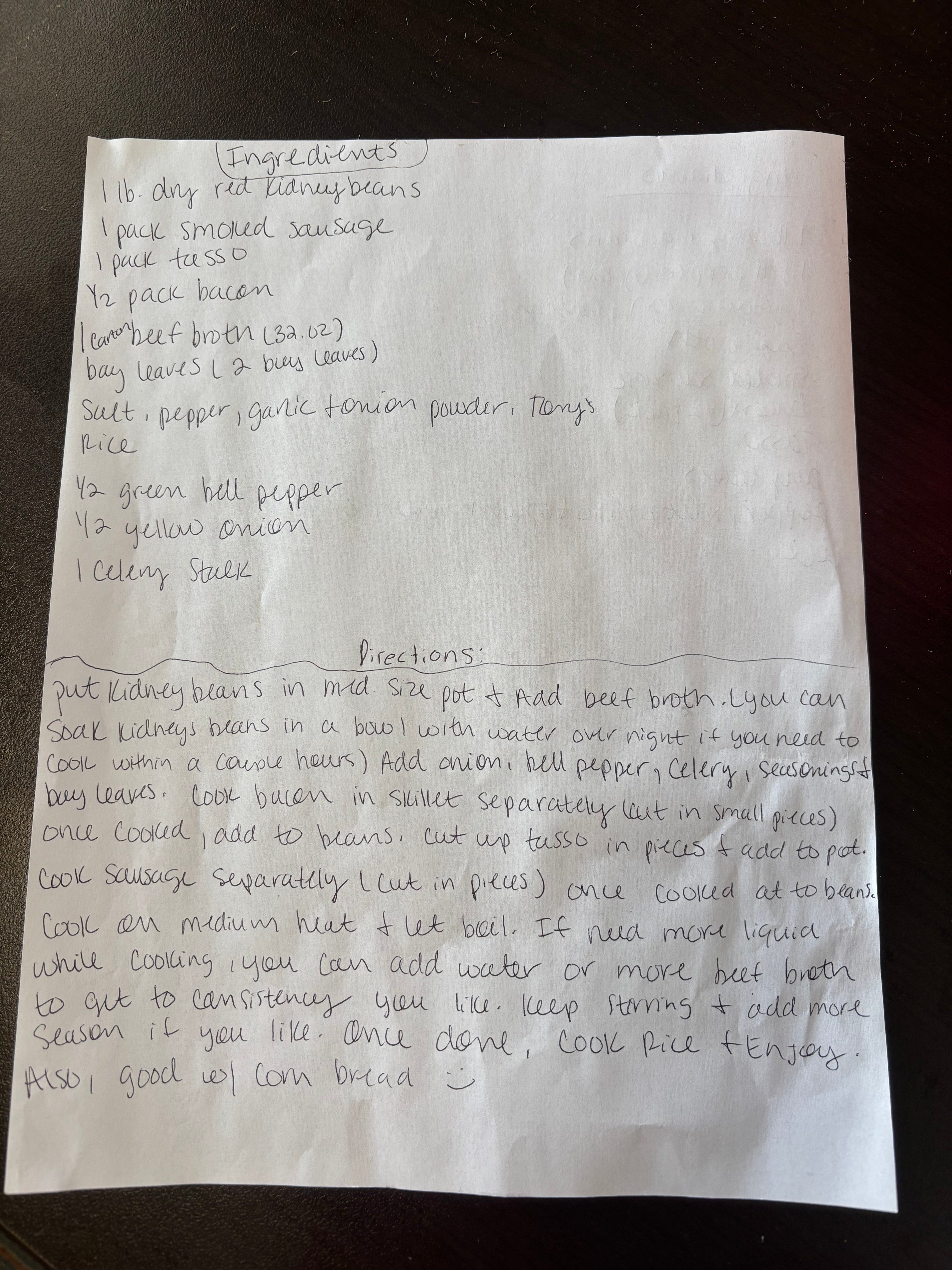 recipe card